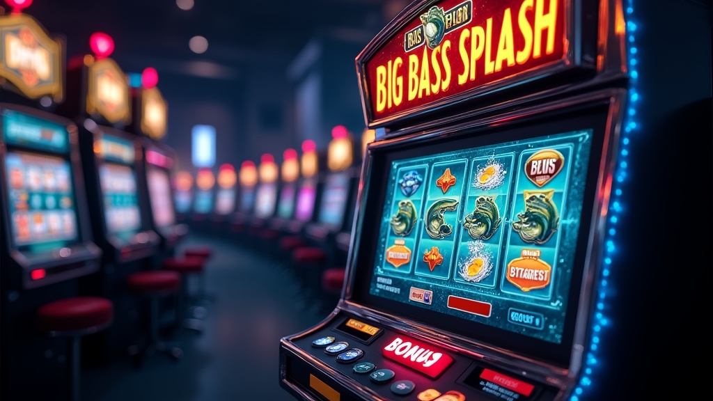 Slot screen highlighting the Big Bass Splash bonus buy option in a dark casino